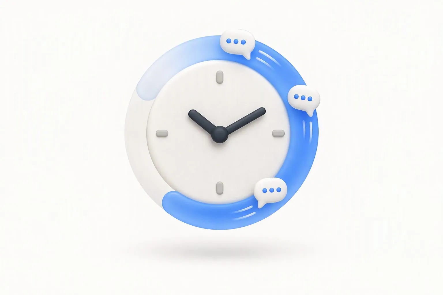 Ilustración de un reloj con un arco azul que representa la ventana de 24 horas de WhatsApp